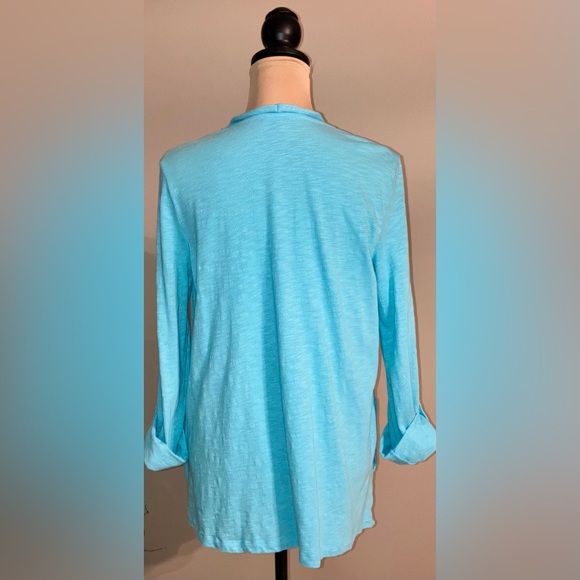 Women's T By Talbots Light Blue Roll Tab Sleeve Lightweight Cardigan, Small S - Picture 8 of 10